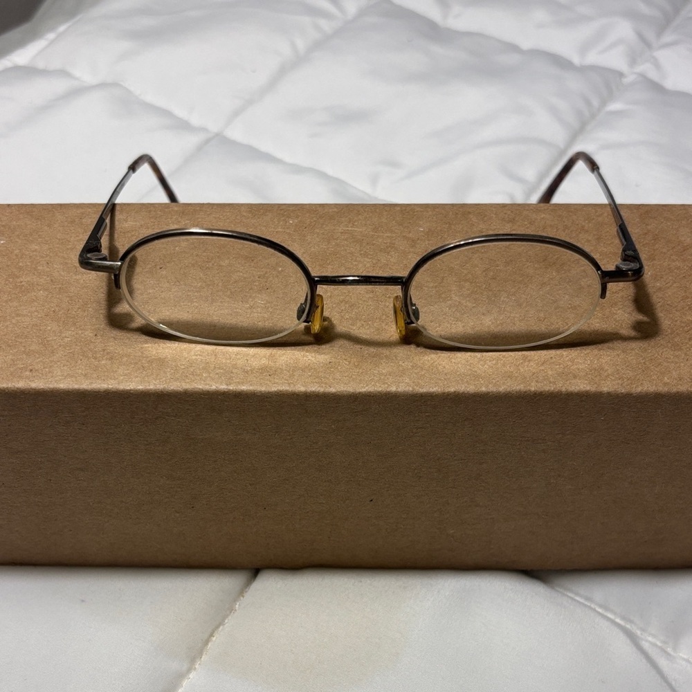 Vintage Nino Balli Gold Half Rim
Oval Eyeglasses with Sunglasses Clips - Picture 1 of 10